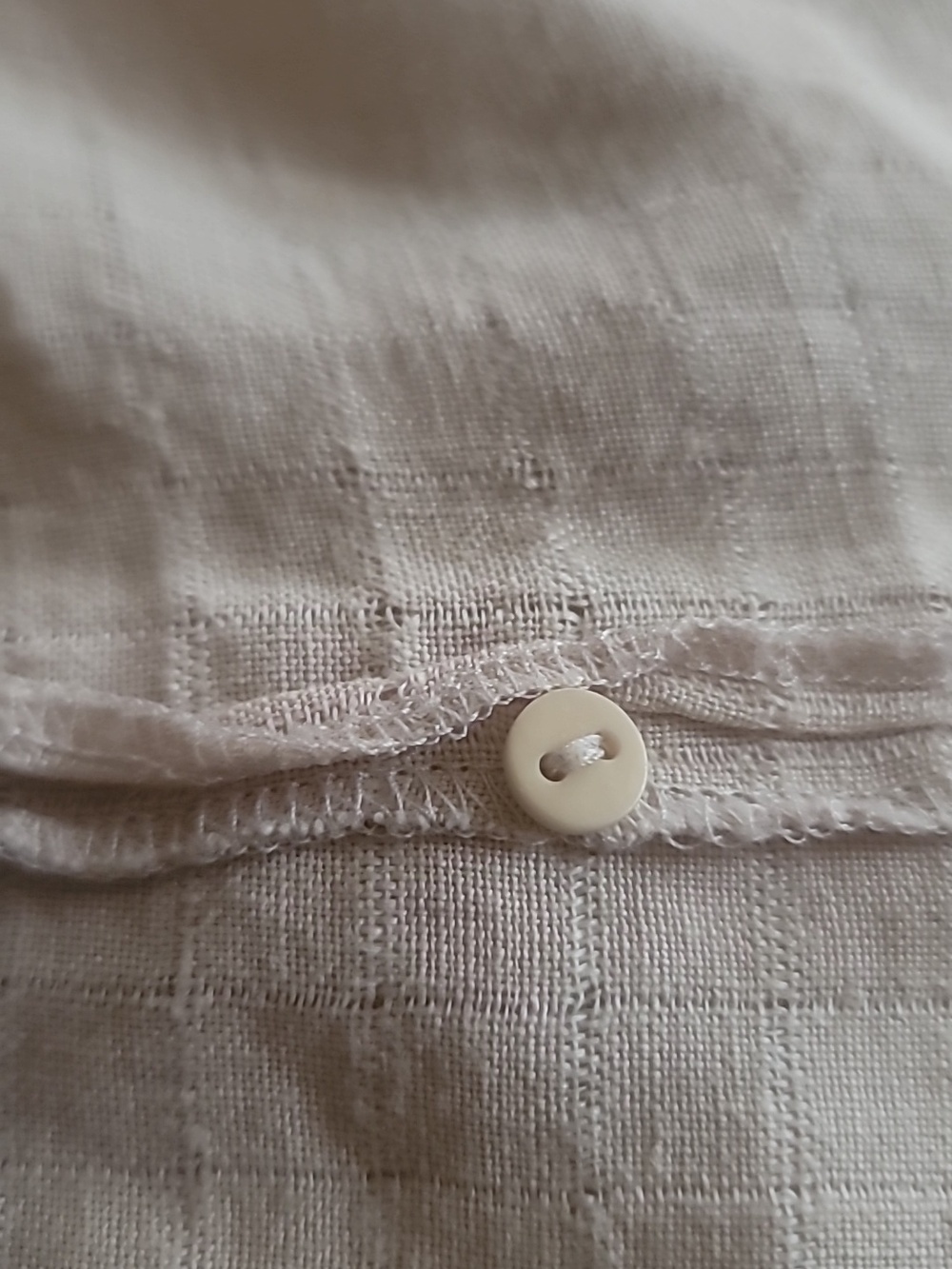 Eileen Fisher Cream Button-Front Irish Linen Lagenlook Top L - Picture 8 of 11